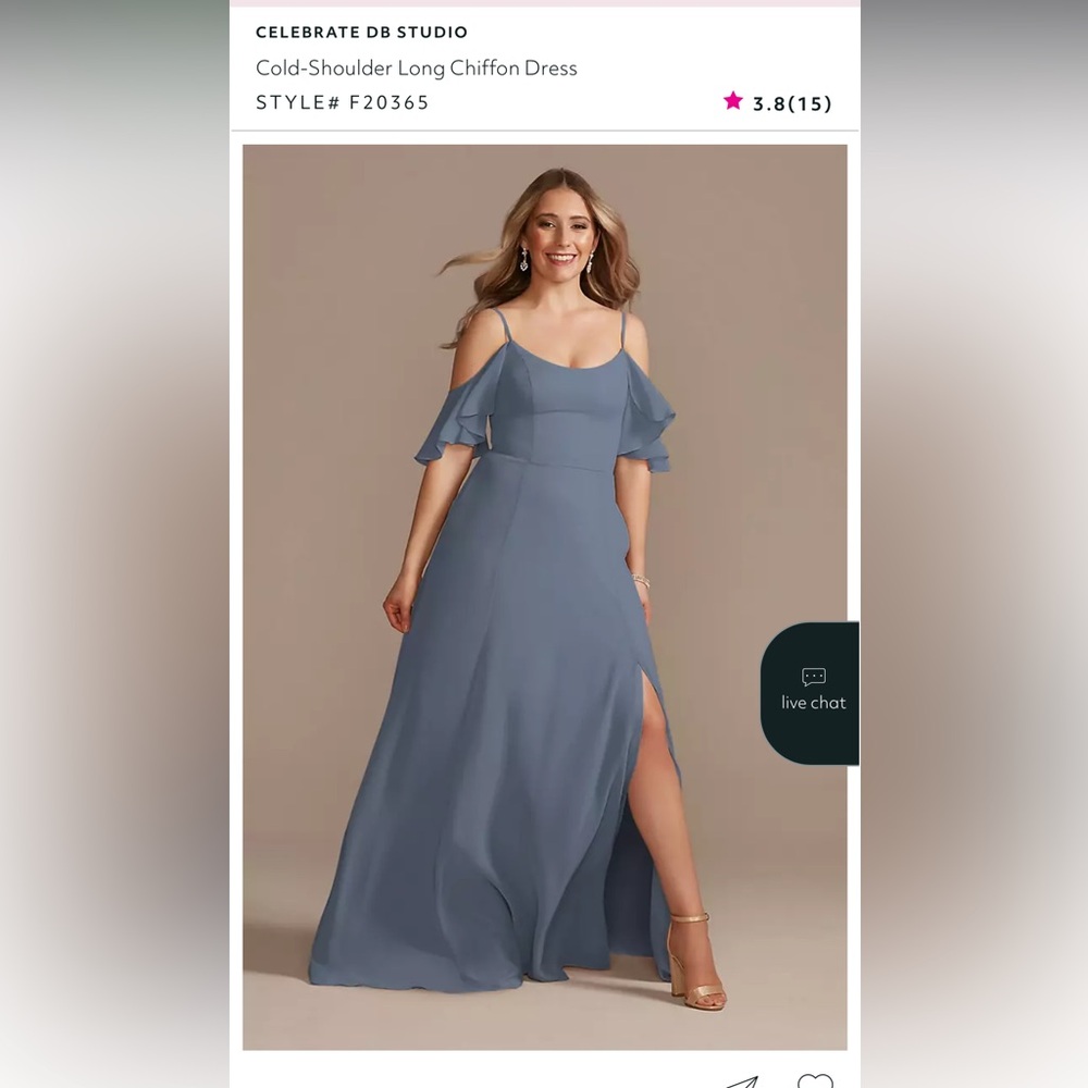 David's Bridal Cold-Shoulder Maxi Dress in Slate Blue